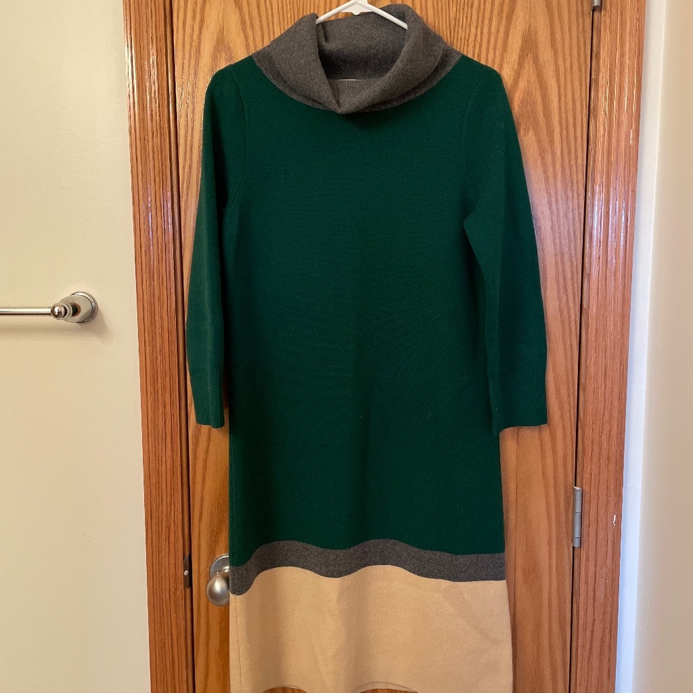 Kate Spade ♠️ Wool Dress Color Blocked, Cowl Neck, Knit, Pullover,